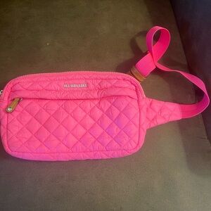 MZ Wallace Vibrant Pink Quilted Belt Crossbody Bag